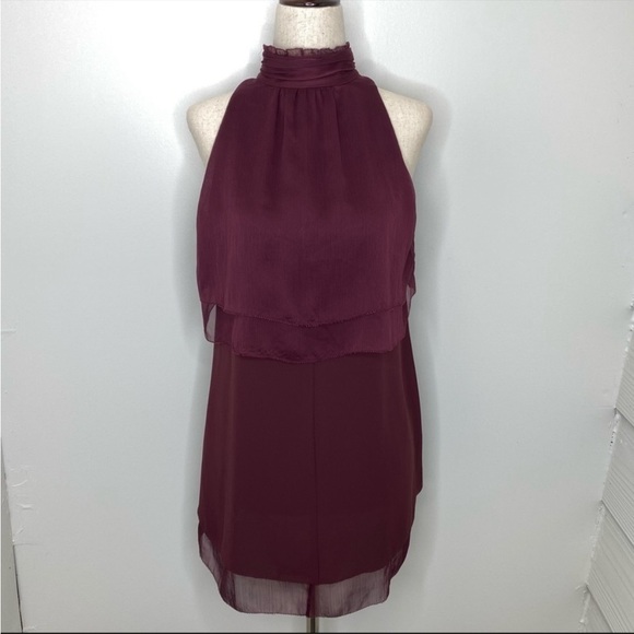 WHBM Maroon/Burgundy Sleeveless Ruffle Top Sz 4 - Picture 4 of 11